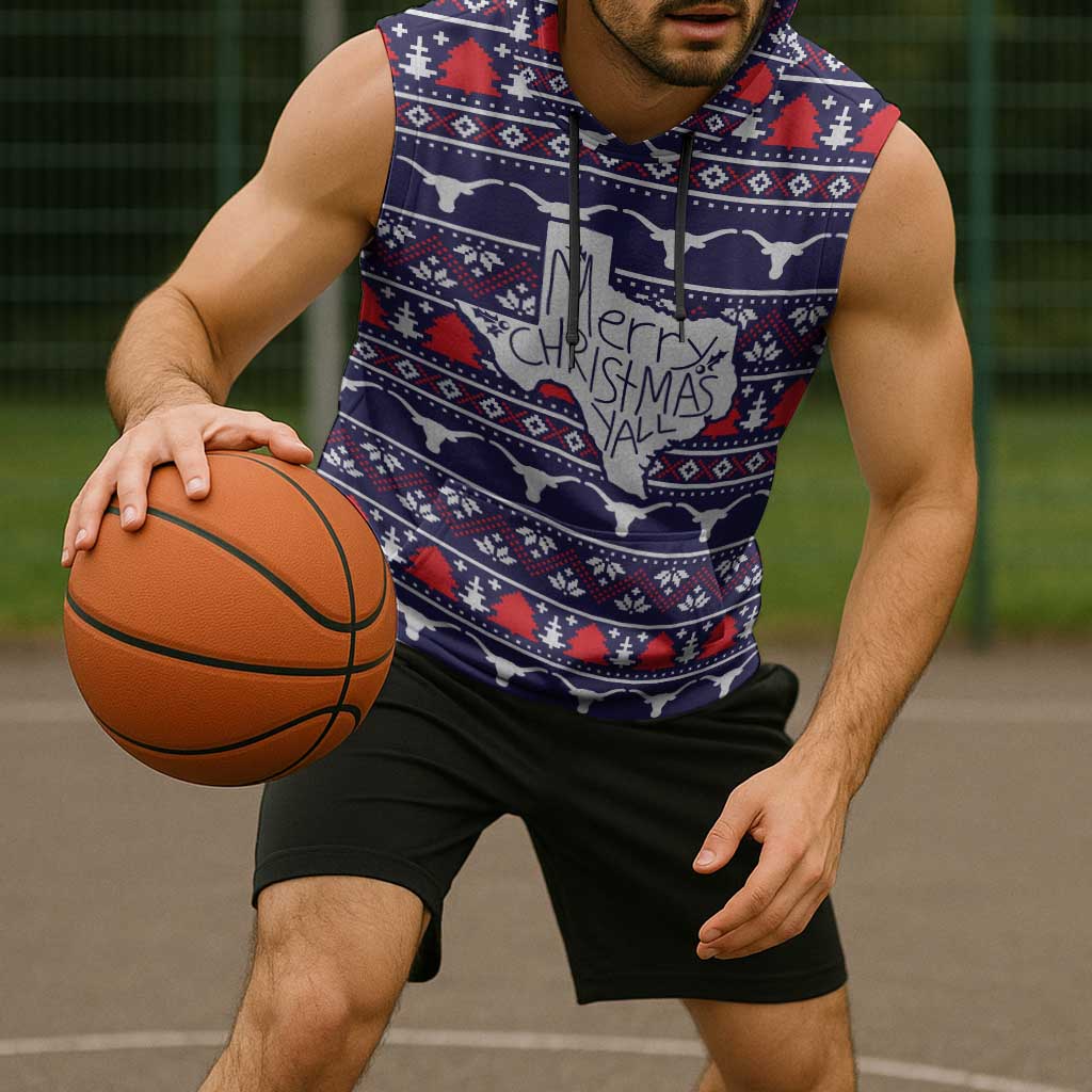 Merry Christmas Y'all Sleeveless Hoodie Xmas Holiday Patterns - Wonder Print Shop