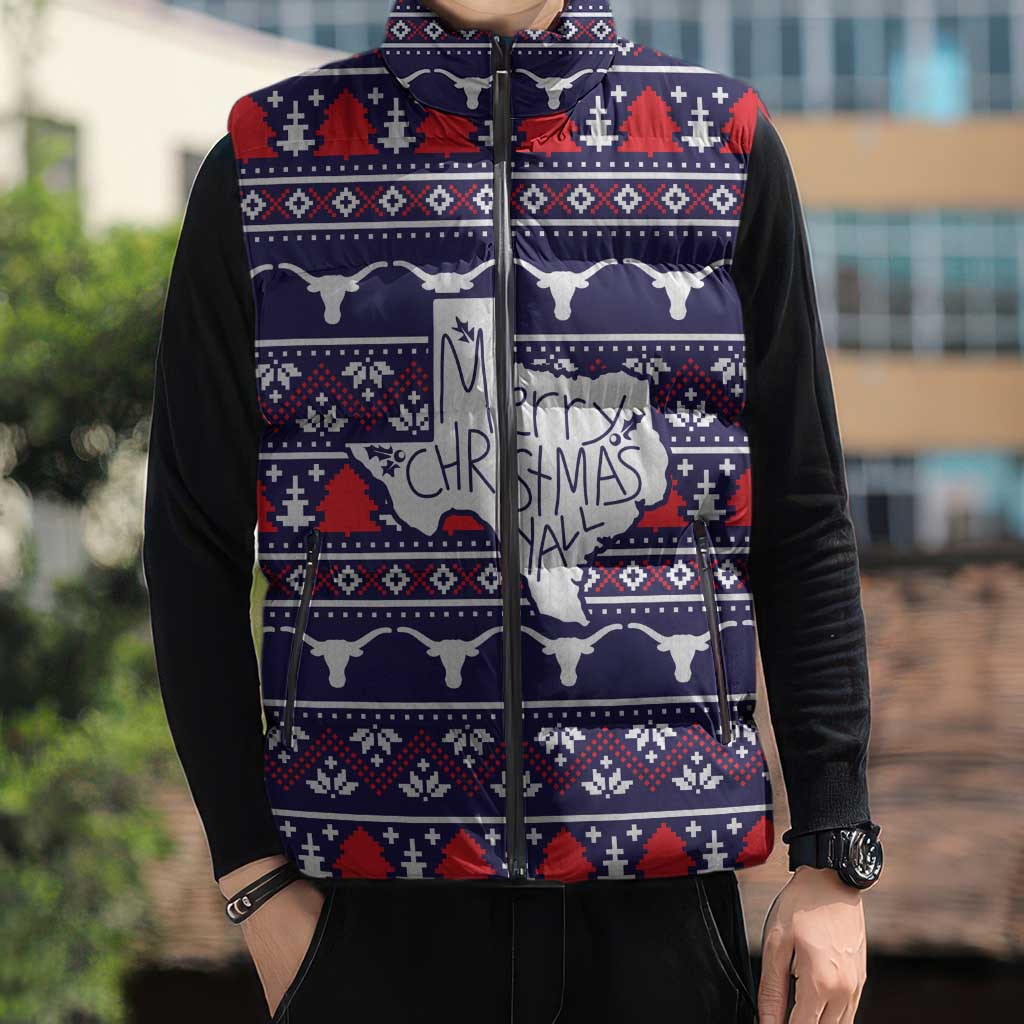 Merry Christmas Y'all Sleeveless Puffer Jacket Xmas Holiday Patterns - Wonder Print Shop
