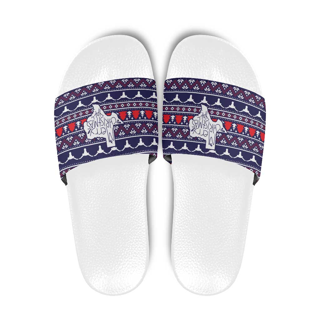 Merry Christmas Y'all Slide Sandals Xmas Holiday Patterns - Wonder Print Shop