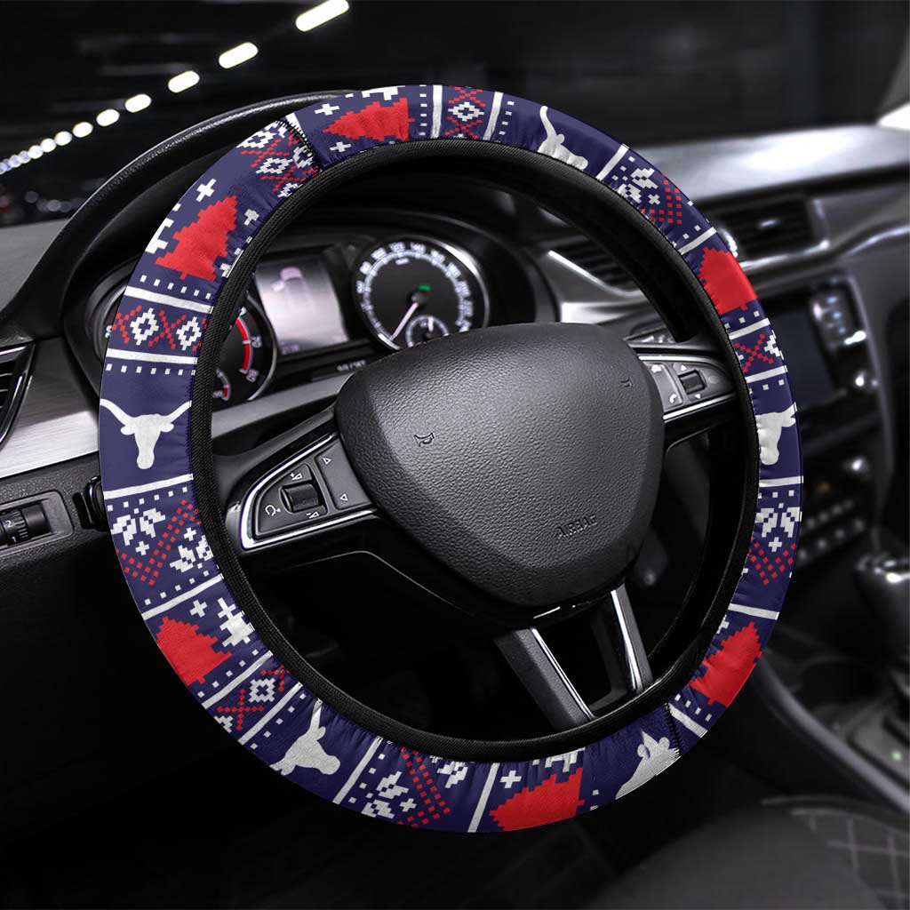 Merry Christmas Y'all Steering Wheel Cover Xmas Holiday Patterns - Wonder Print Shop