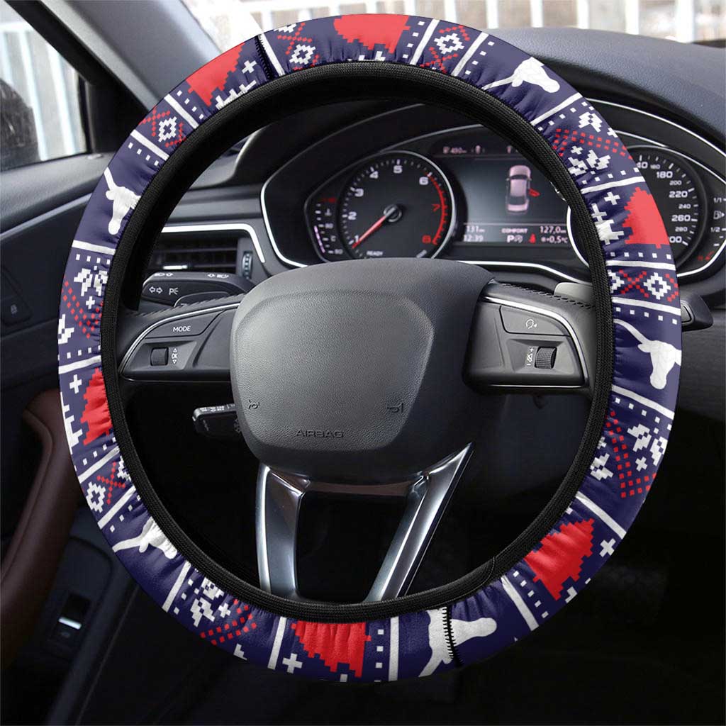 Merry Christmas Y'all Steering Wheel Cover Xmas Holiday Patterns - Wonder Print Shop