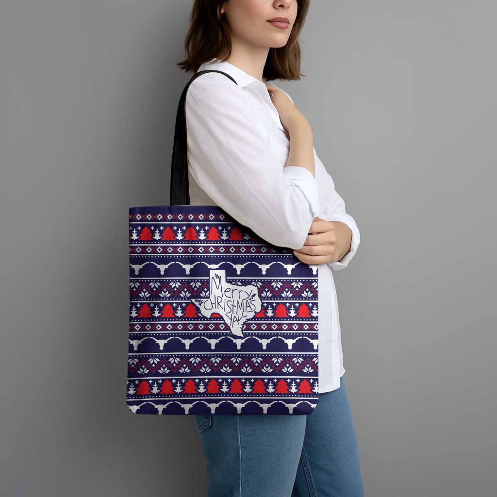 Merry Christmas Y'all Tote Bag Xmas Holiday Patterns - Wonder Print Shop