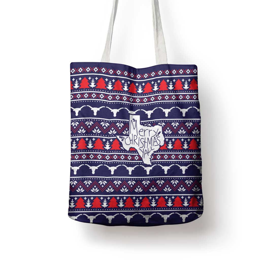 Merry Christmas Y'all Tote Bag Xmas Holiday Patterns - Wonder Print Shop