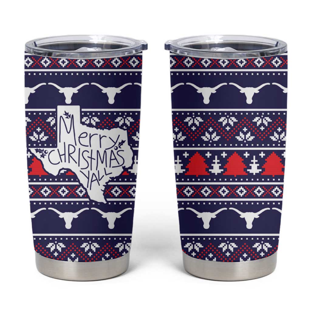 Merry Christmas Y'all Tumbler Cup Xmas Holiday Patterns - Wonder Print Shop