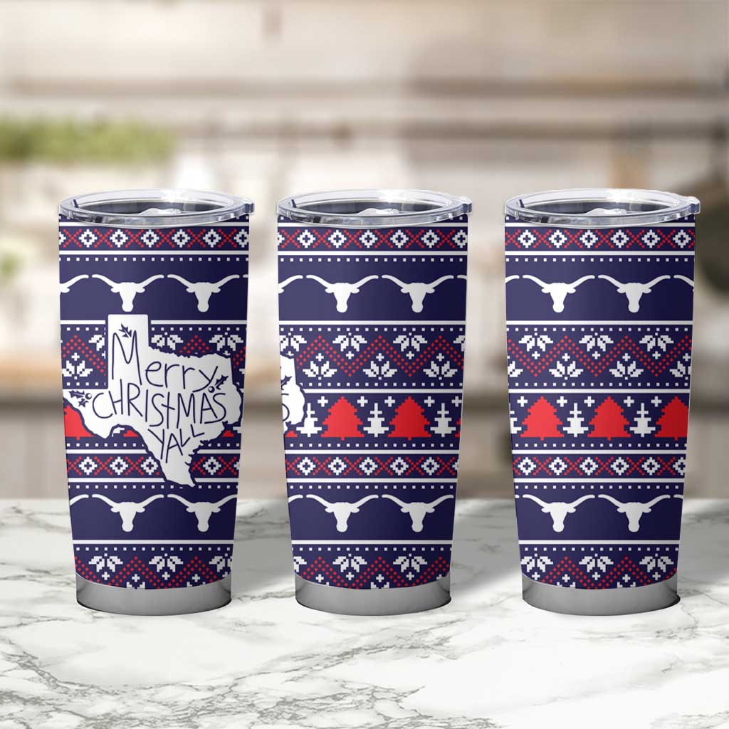 Merry Christmas Y'all Tumbler Cup Xmas Holiday Patterns - Wonder Print Shop