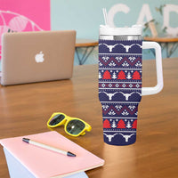 Merry Christmas Y'all Tumbler With Handle Xmas Holiday Patterns - Wonder Print Shop