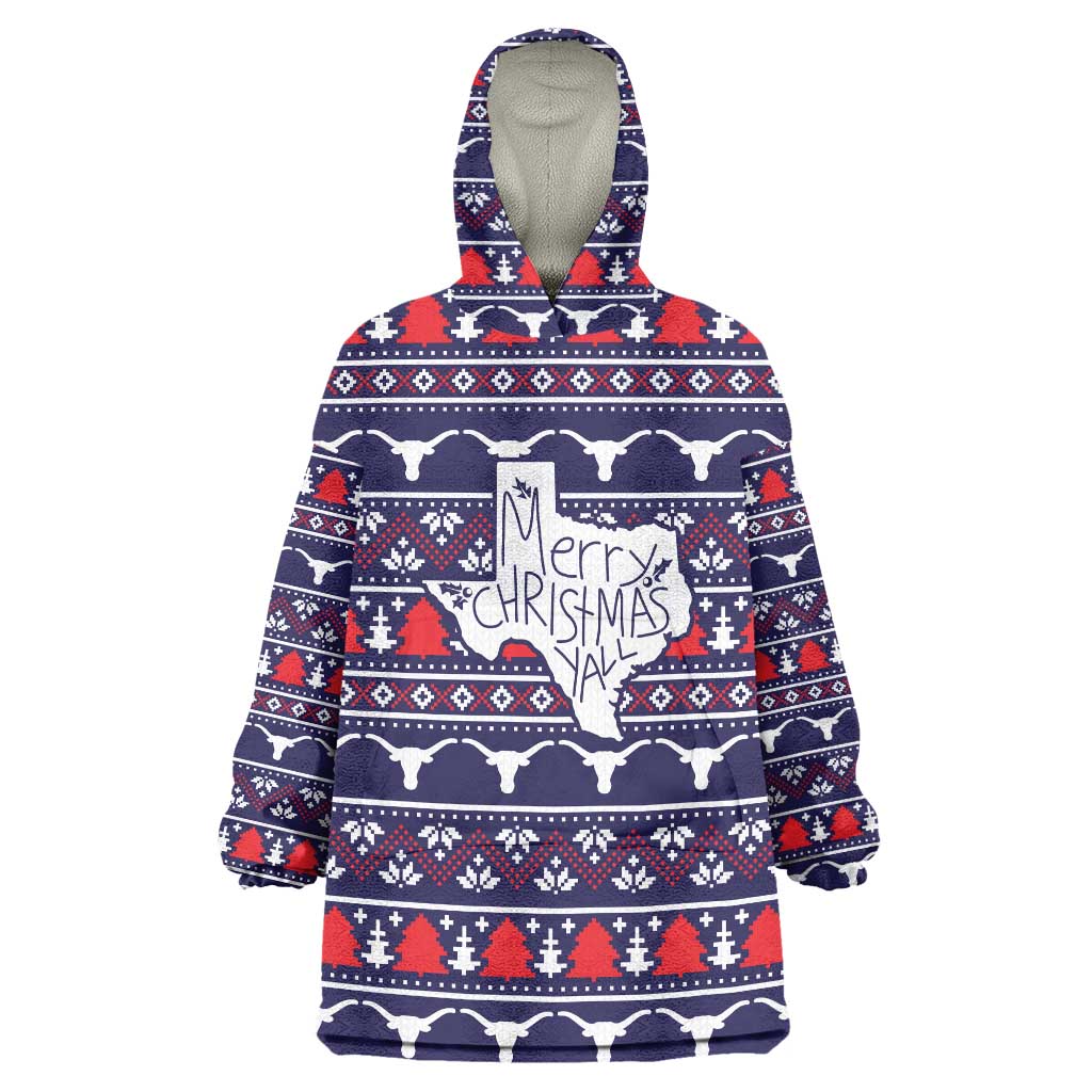 Merry Christmas Y'all Wearable Blanket Hoodie Xmas Holiday Patterns - Wonder Print Shop