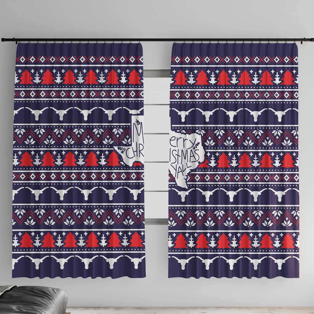Merry Christmas Y'all Window Curtain Xmas Holiday Patterns - Wonder Print Shop