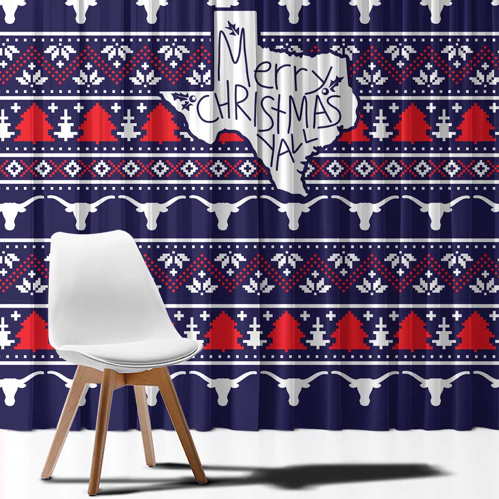 Merry Christmas Y'all Window Curtain Xmas Holiday Patterns - Wonder Print Shop