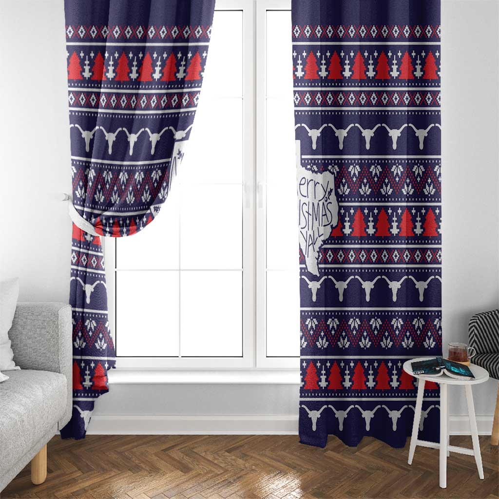 Merry Christmas Y'all Window Curtain Xmas Holiday Patterns - Wonder Print Shop