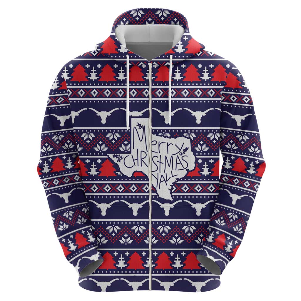 Merry Christmas Y'all Zip Hoodie Xmas Holiday Patterns - Wonder Print Shop