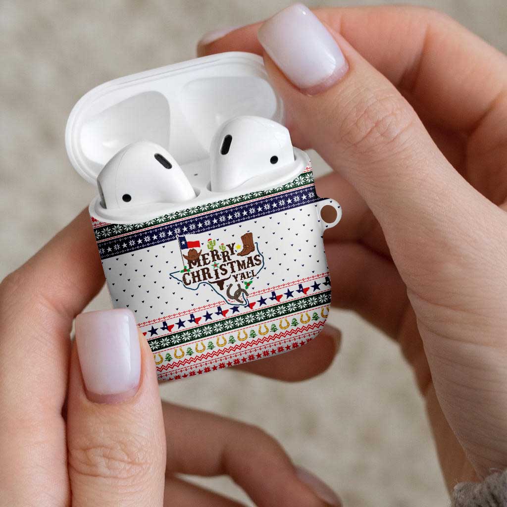 Merry Christmas Yall Texas AirPods Case Xmas Holiday Patterns - Wonder Print Shop