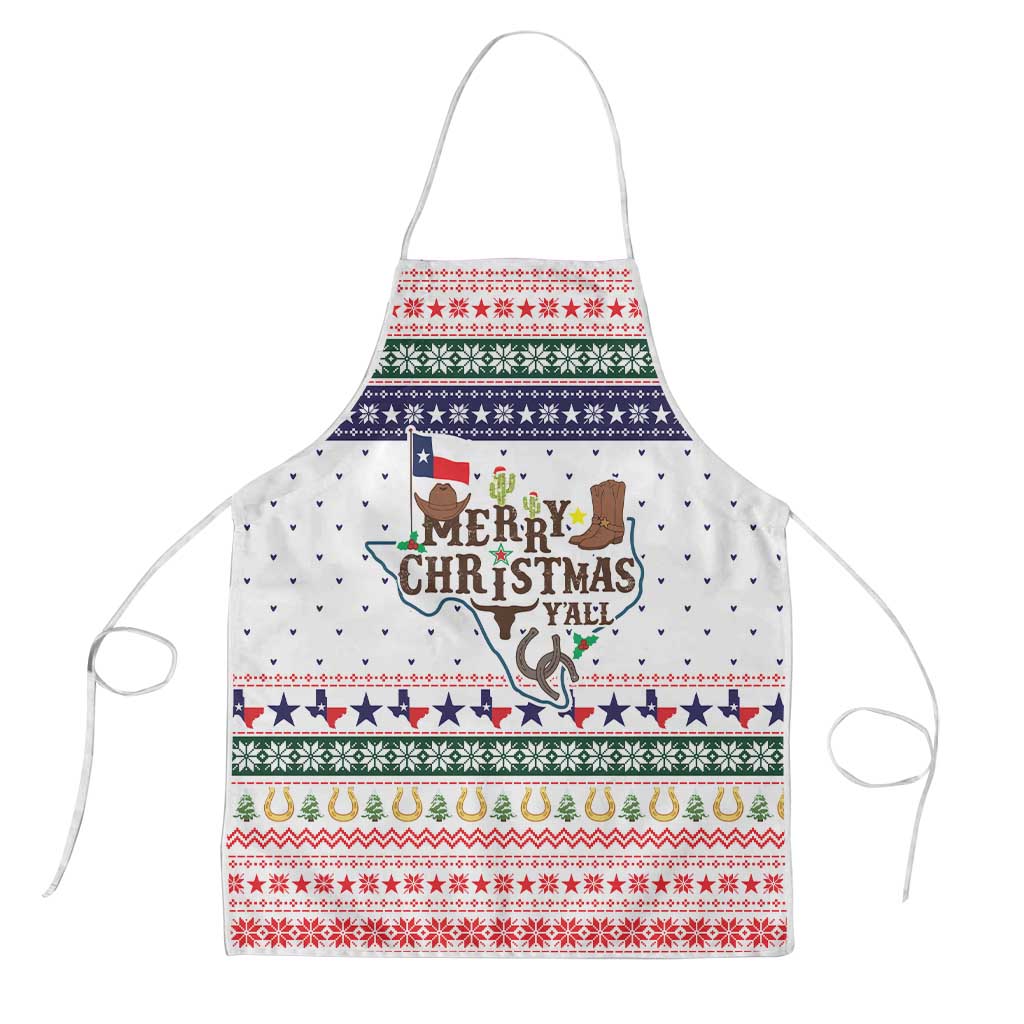 Merry Christmas Yall Texas Apron Xmas Holiday Patterns - Wonder Print Shop
