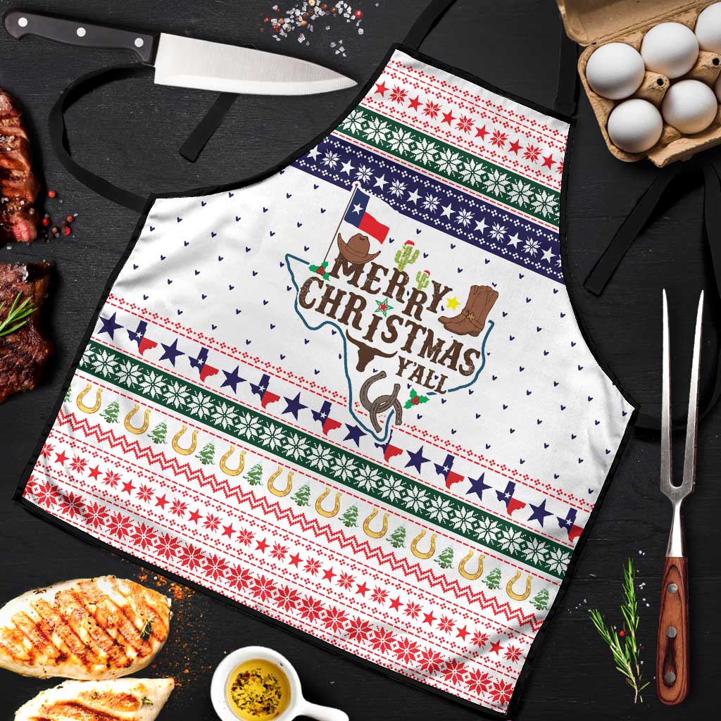 Merry Christmas Yall Texas Apron Xmas Holiday Patterns - Wonder Print Shop