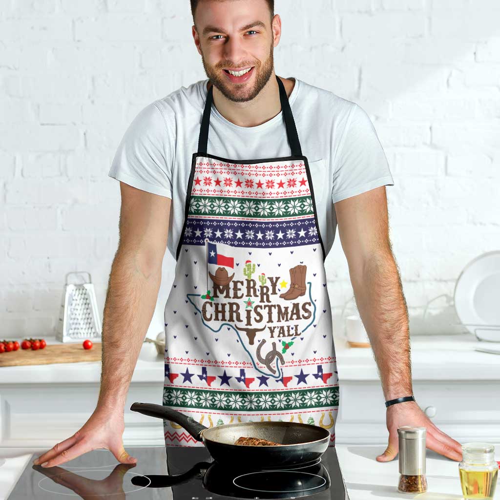 Merry Christmas Yall Texas Apron Xmas Holiday Patterns - Wonder Print Shop