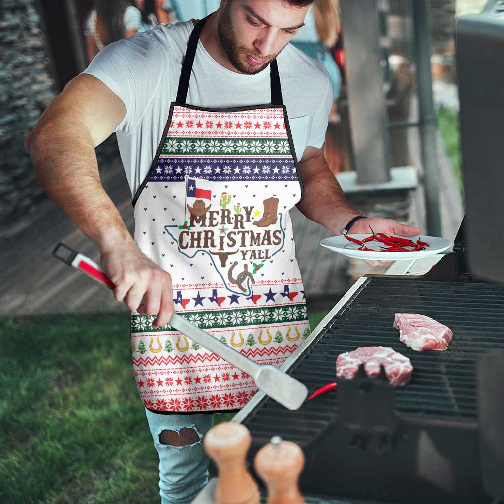 Merry Christmas Yall Texas Apron Xmas Holiday Patterns - Wonder Print Shop