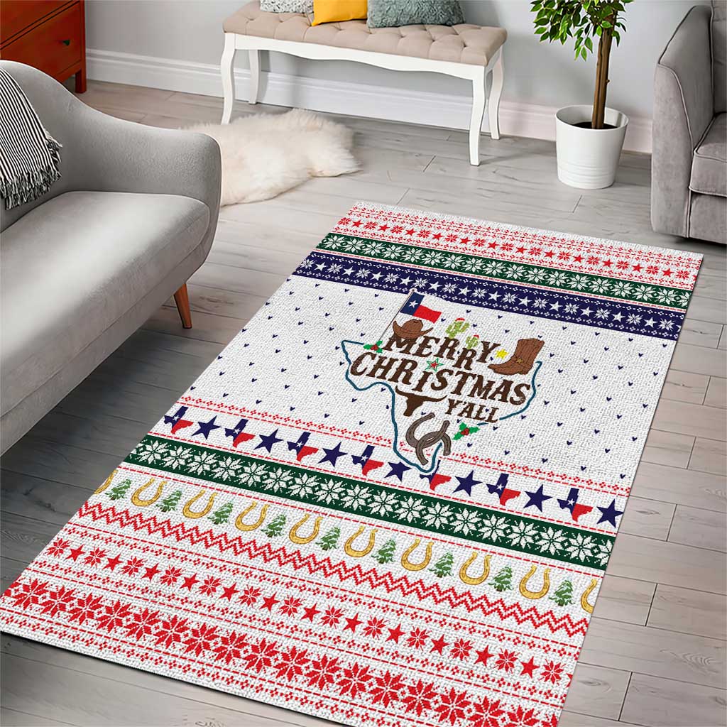 Merry Christmas Yall Texas Area Rug Xmas Holiday Patterns - Wonder Print Shop