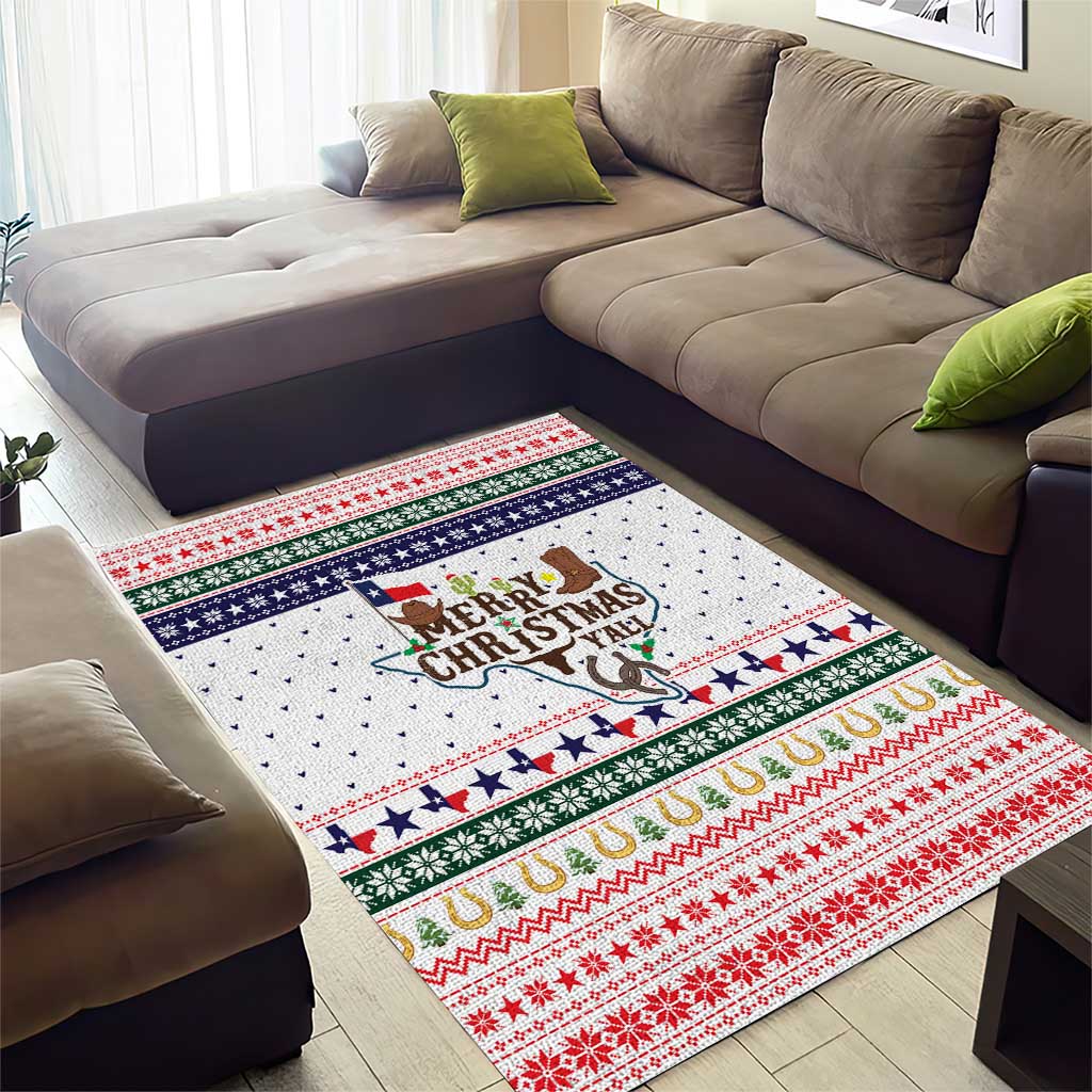 Merry Christmas Yall Texas Area Rug Xmas Holiday Patterns - Wonder Print Shop