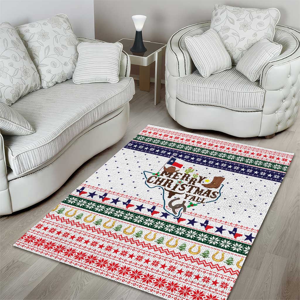 Merry Christmas Yall Texas Area Rug Xmas Holiday Patterns - Wonder Print Shop