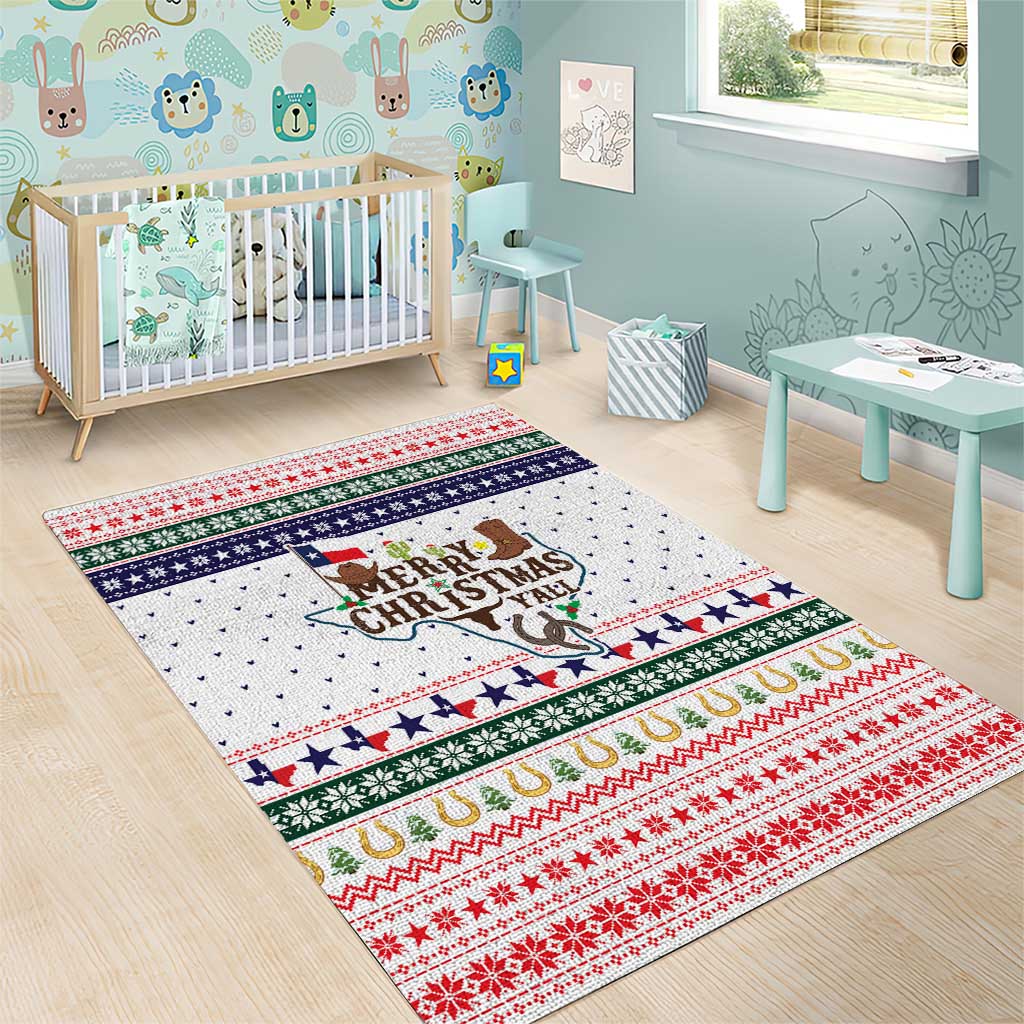 Merry Christmas Yall Texas Area Rug Xmas Holiday Patterns - Wonder Print Shop