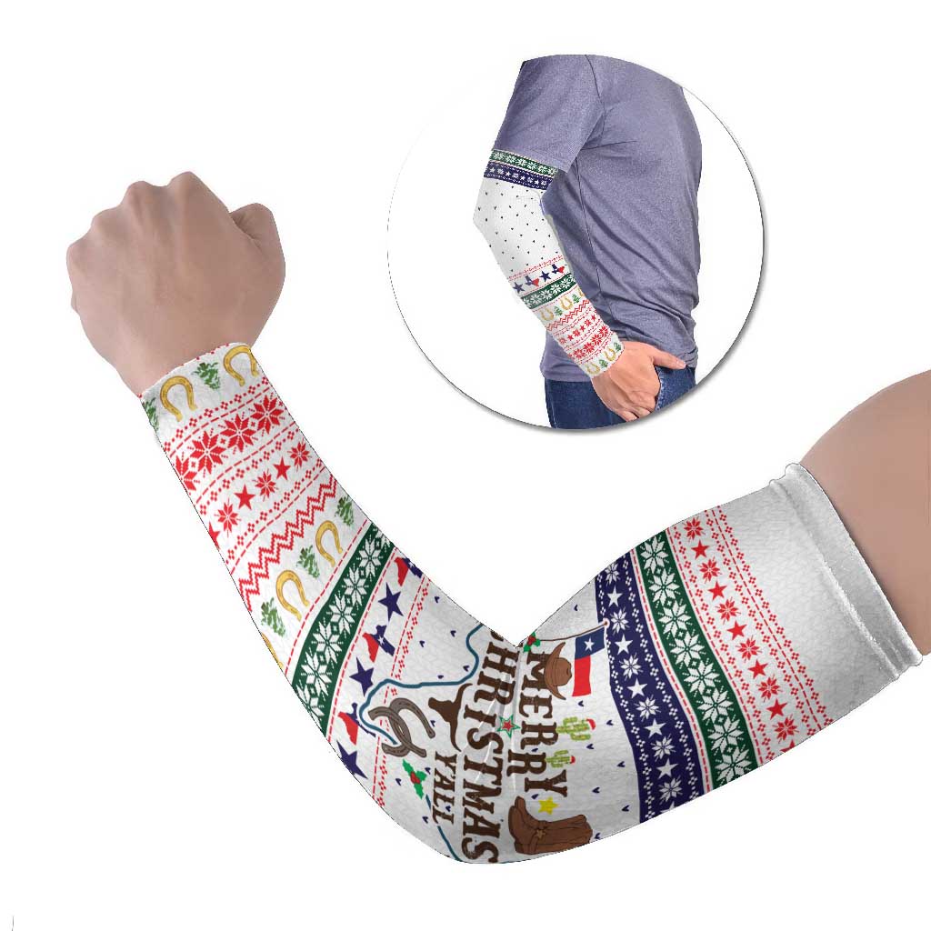 Merry Christmas Yall Texas Arm Sleeves Xmas Holiday Patterns - Wonder Print Shop