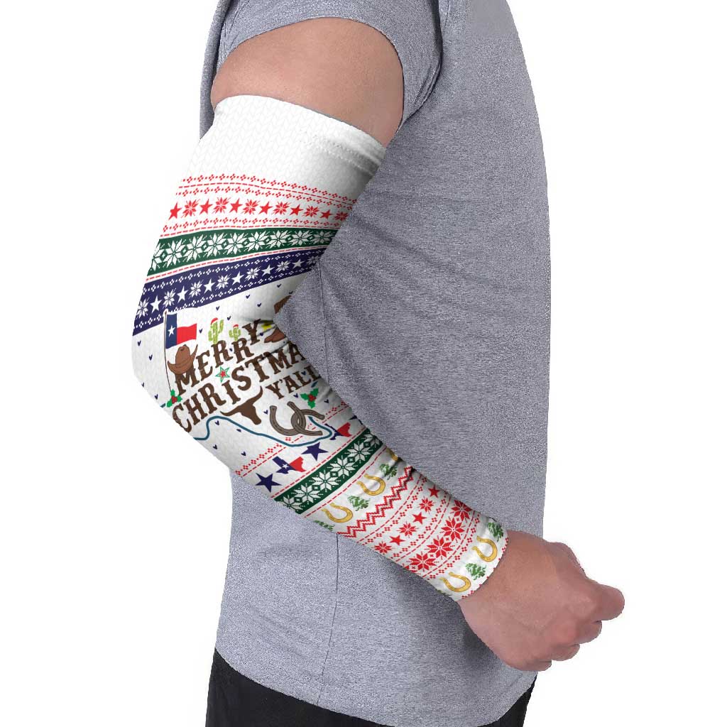 Merry Christmas Yall Texas Arm Sleeves Xmas Holiday Patterns - Wonder Print Shop