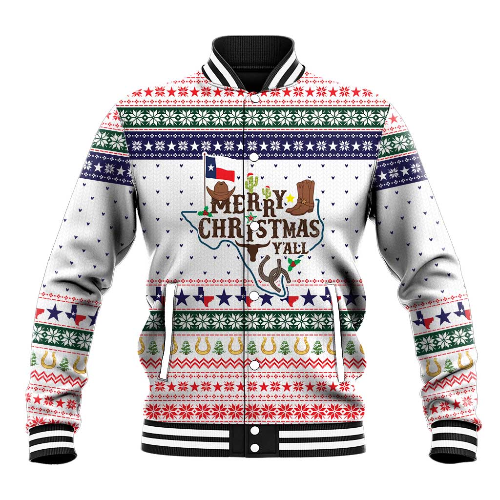 Merry Christmas Yall Texas Baseball Jacket Xmas Holiday Patterns - Wonder Print Shop