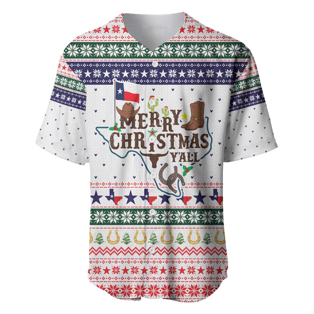 Merry Christmas Yall Texas Baseball Jersey Xmas Holiday Patterns - Wonder Print Shop