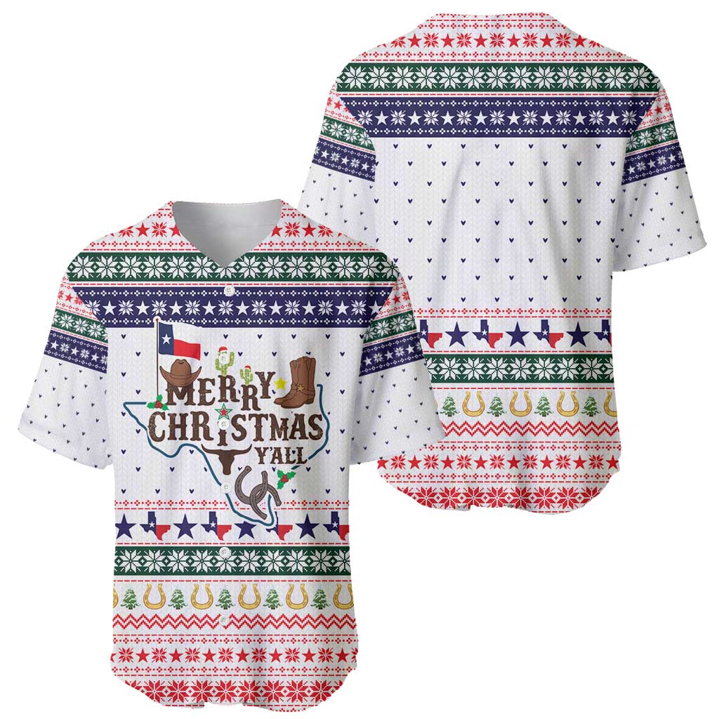 Merry Christmas Yall Texas Baseball Jersey Xmas Holiday Patterns - Wonder Print Shop