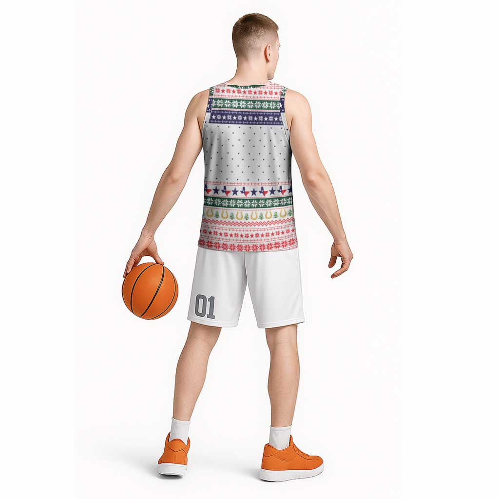 Merry Christmas Yall Texas Basketball Jersey Xmas Holiday Patterns - Wonder Print Shop