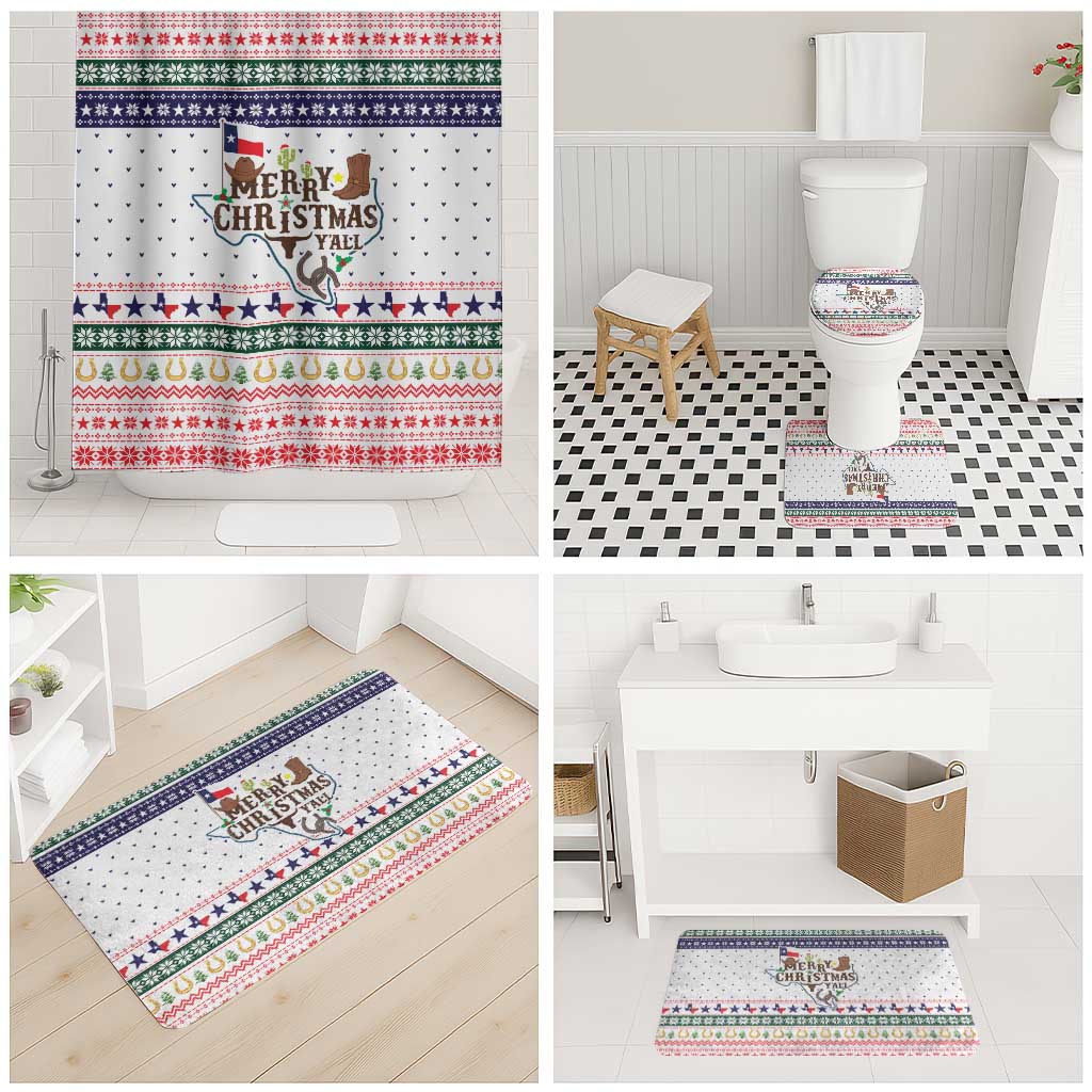 Merry Christmas Yall Texas Bathroom Set Xmas Holiday Patterns - Wonder Print Shop