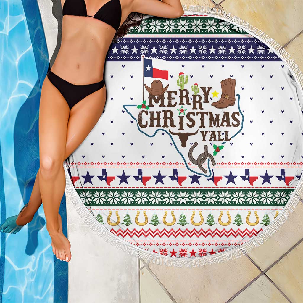 Merry Christmas Yall Texas Beach Blanket Xmas Holiday Patterns - Wonder Print Shop
