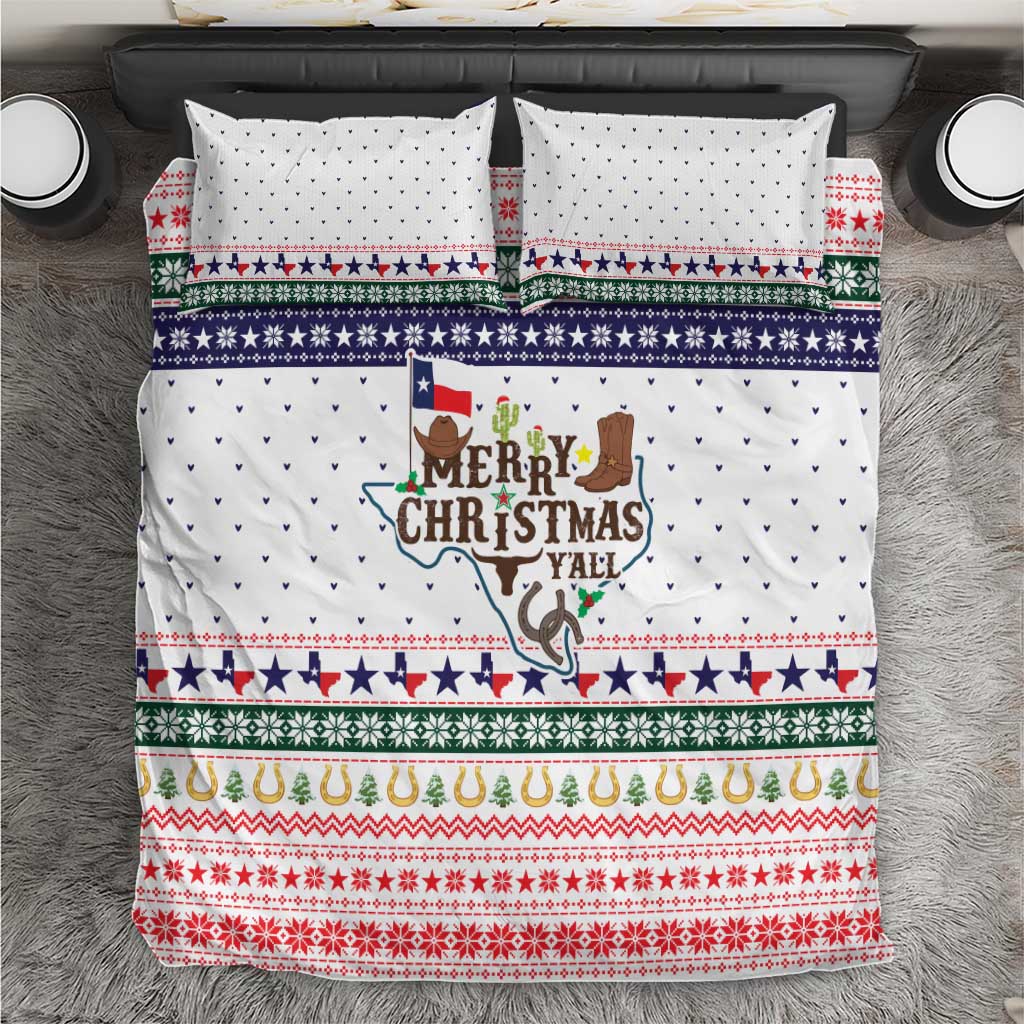 Merry Christmas Yall Texas Bedding Set Xmas Holiday Patterns - Wonder Print Shop