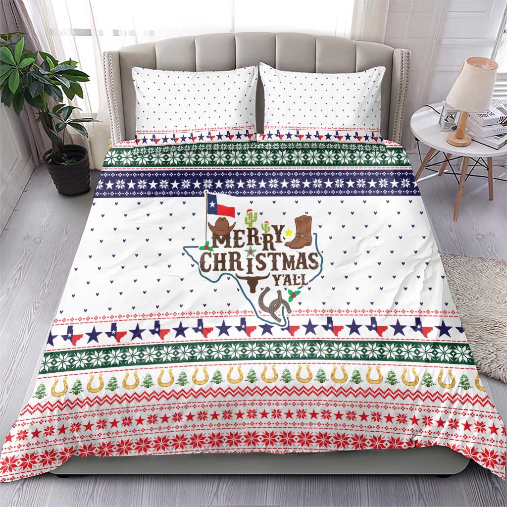 Merry Christmas Yall Texas Bedding Set Xmas Holiday Patterns - Wonder Print Shop