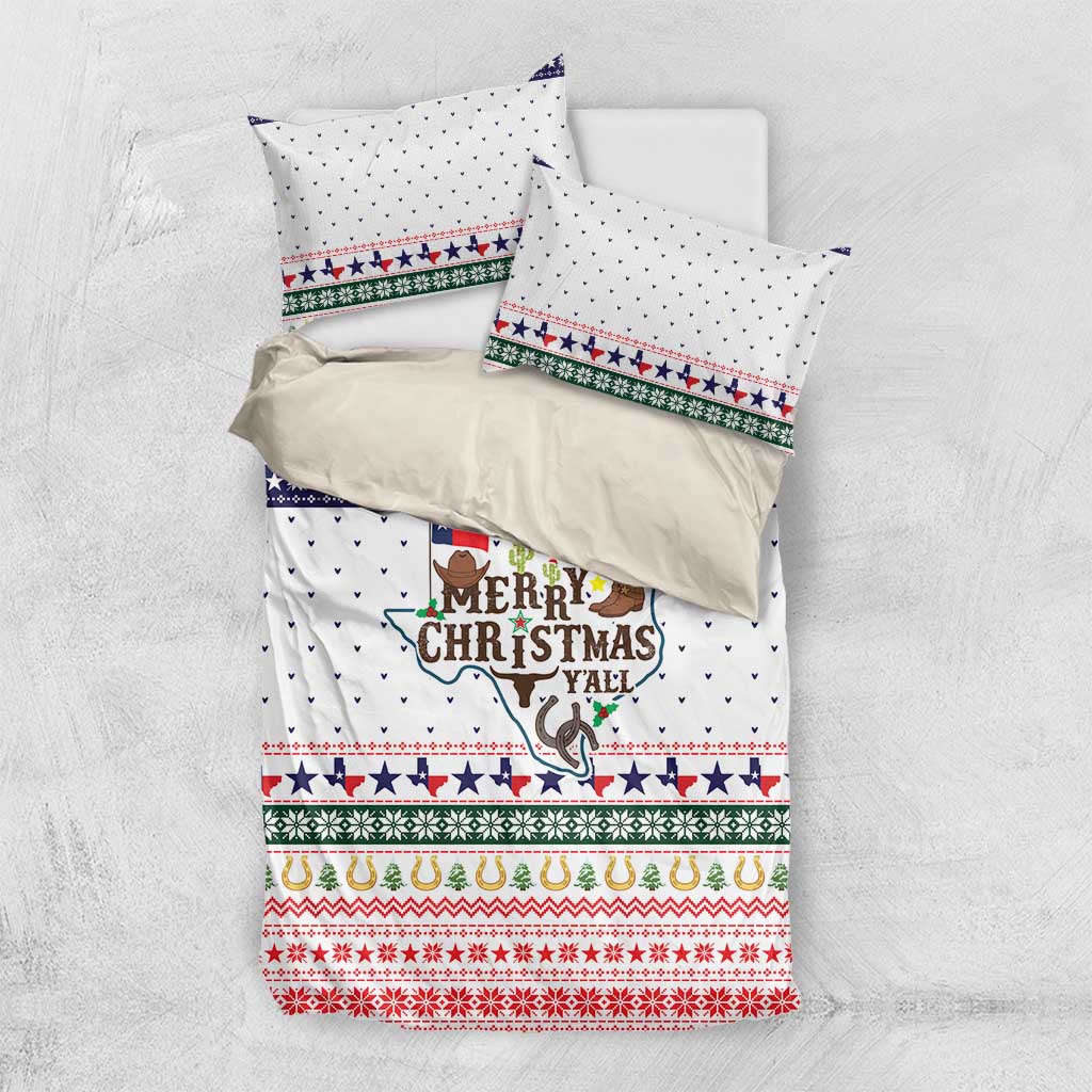 Merry Christmas Yall Texas Bedding Set Xmas Holiday Patterns - Wonder Print Shop