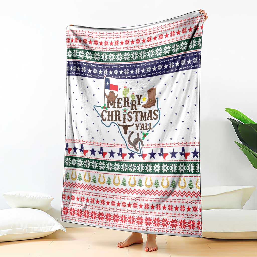 Merry Christmas Yall Texas Blanket Xmas Holiday Patterns - Wonder Print Shop