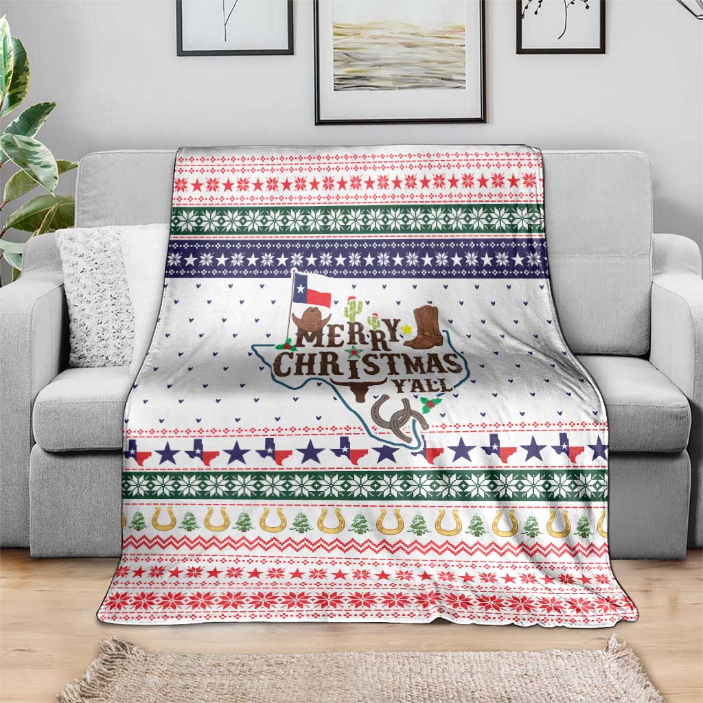 Merry Christmas Yall Texas Blanket Xmas Holiday Patterns - Wonder Print Shop