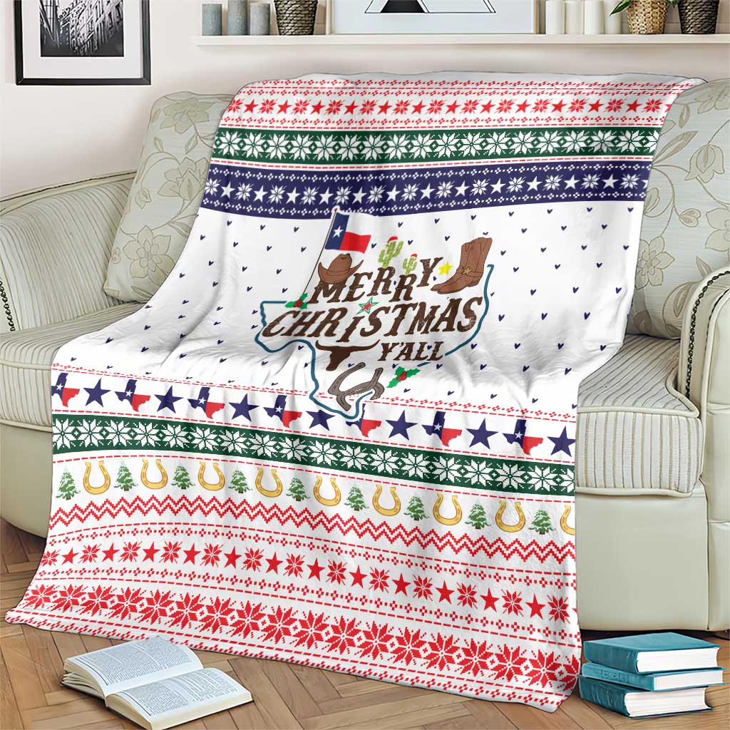 Merry Christmas Yall Texas Blanket Xmas Holiday Patterns - Wonder Print Shop