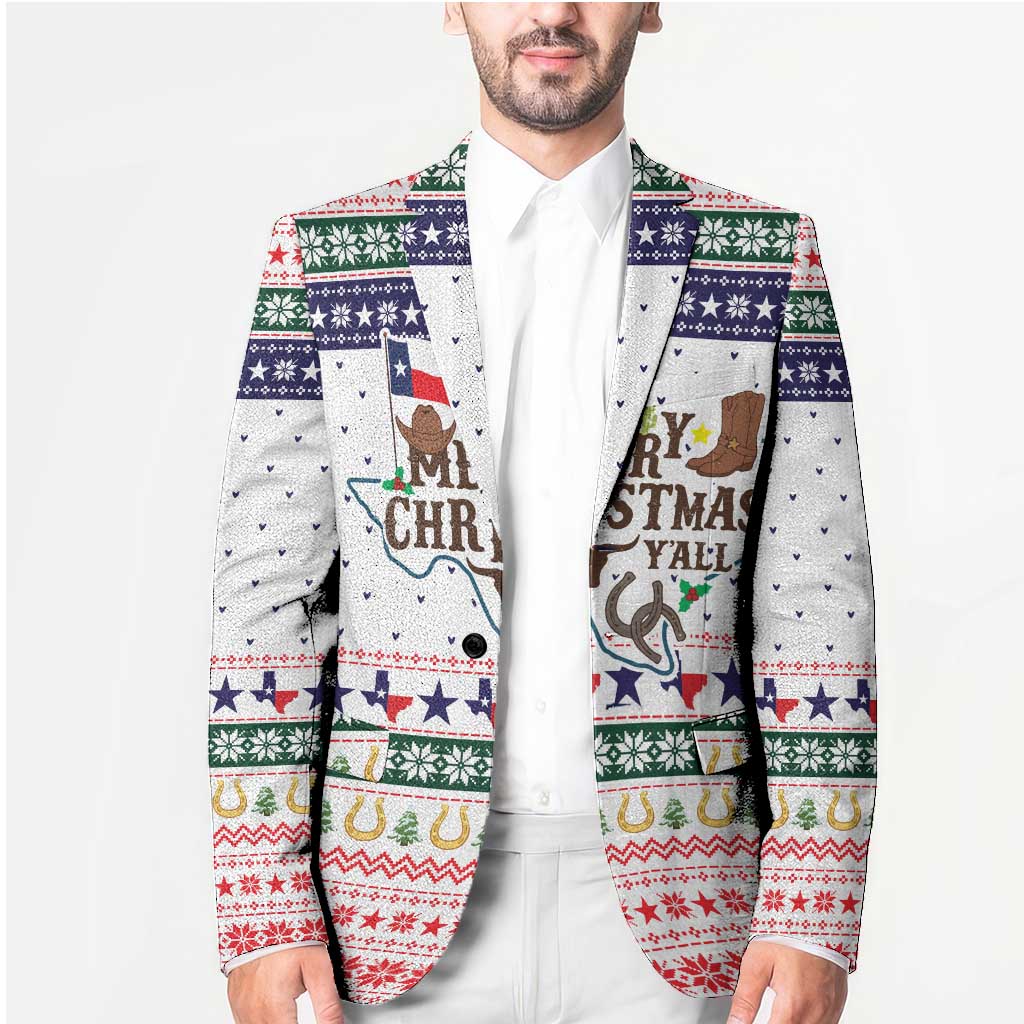 Merry Christmas Yall Texas Blazer Xmas Holiday Patterns - Wonder Print Shop