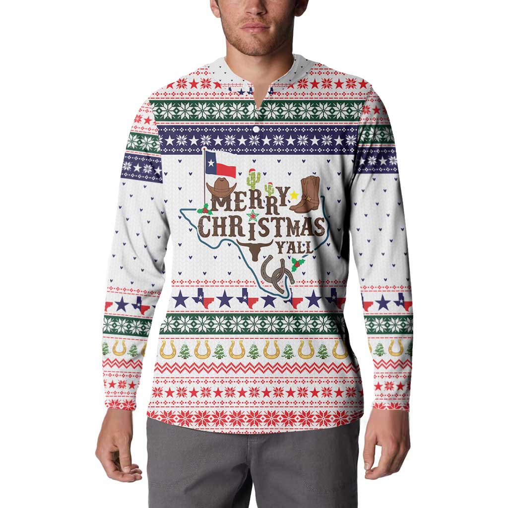 Merry Christmas Yall Texas Button Sweatshirt Xmas Holiday Patterns - Wonder Print Shop