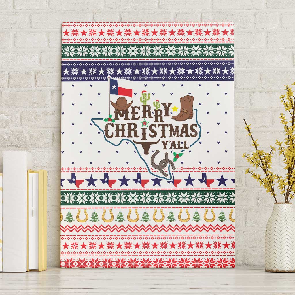 Merry Christmas Yall Texas Canvas Wall Art Xmas Holiday Patterns - Wonder Print Shop
