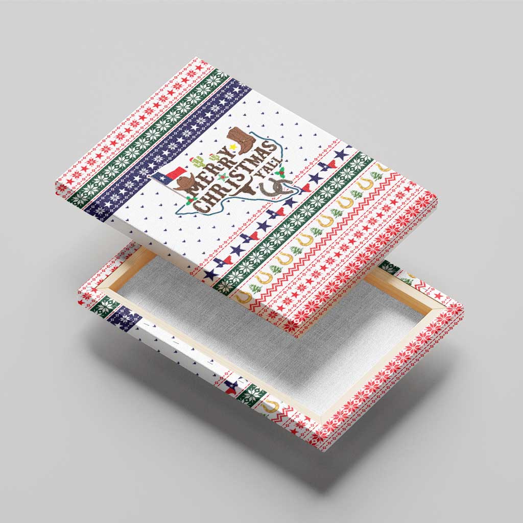 Merry Christmas Yall Texas Canvas Wall Art Xmas Holiday Patterns - Wonder Print Shop