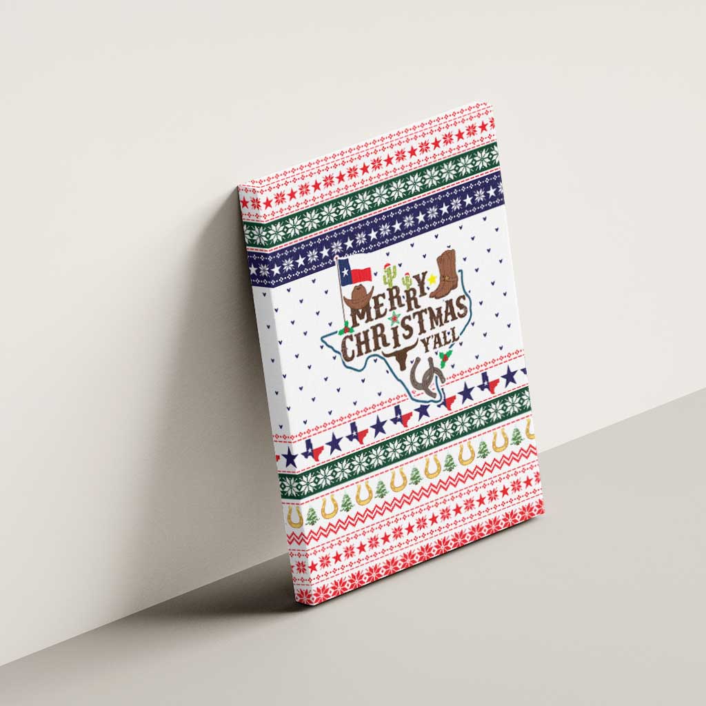 Merry Christmas Yall Texas Canvas Wall Art Xmas Holiday Patterns - Wonder Print Shop