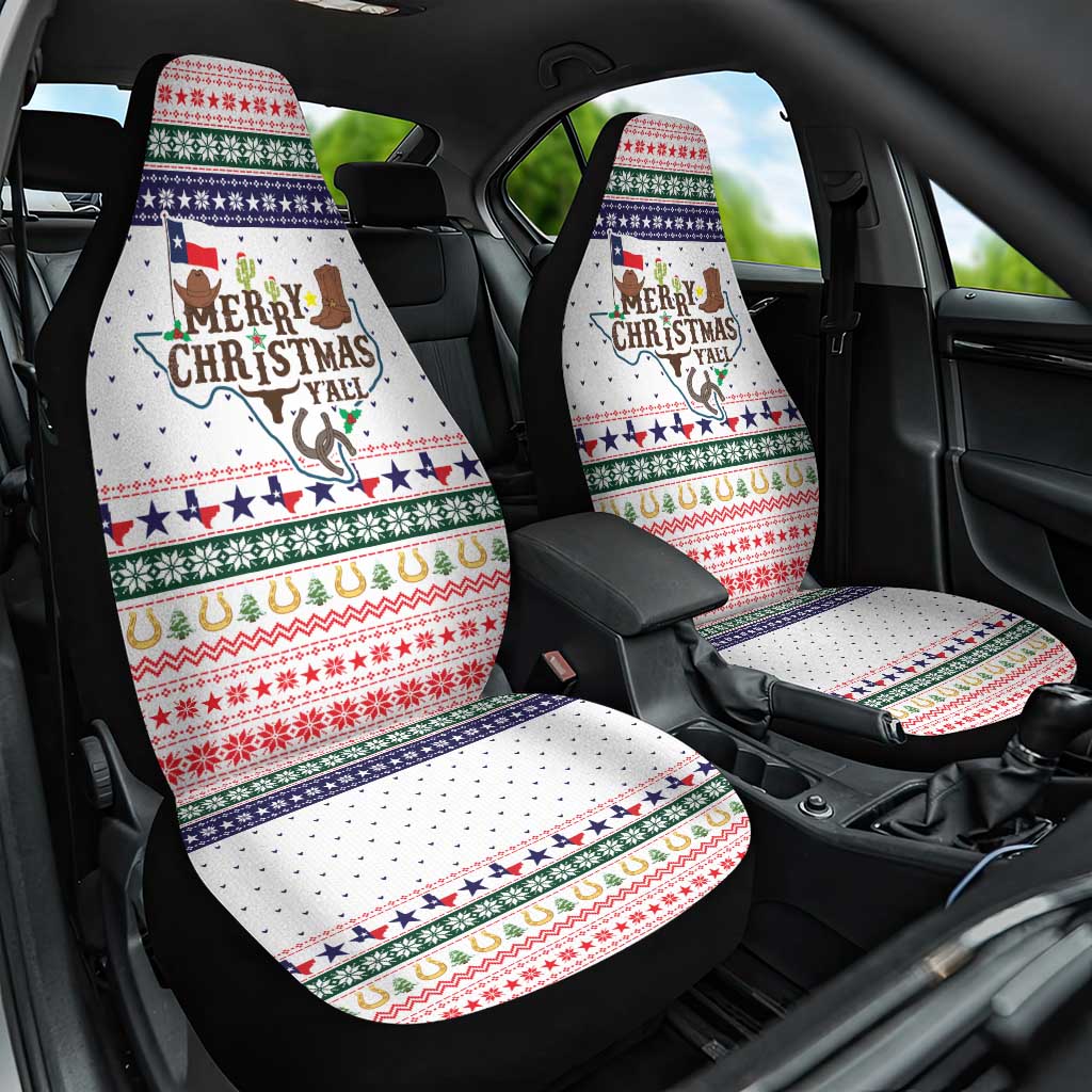 Merry Christmas Yall Texas Car Seat Cover Xmas Holiday Patterns - Wonder Print Shop