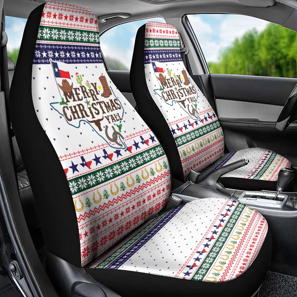 Merry Christmas Yall Texas Car Seat Cover Xmas Holiday Patterns - Wonder Print Shop