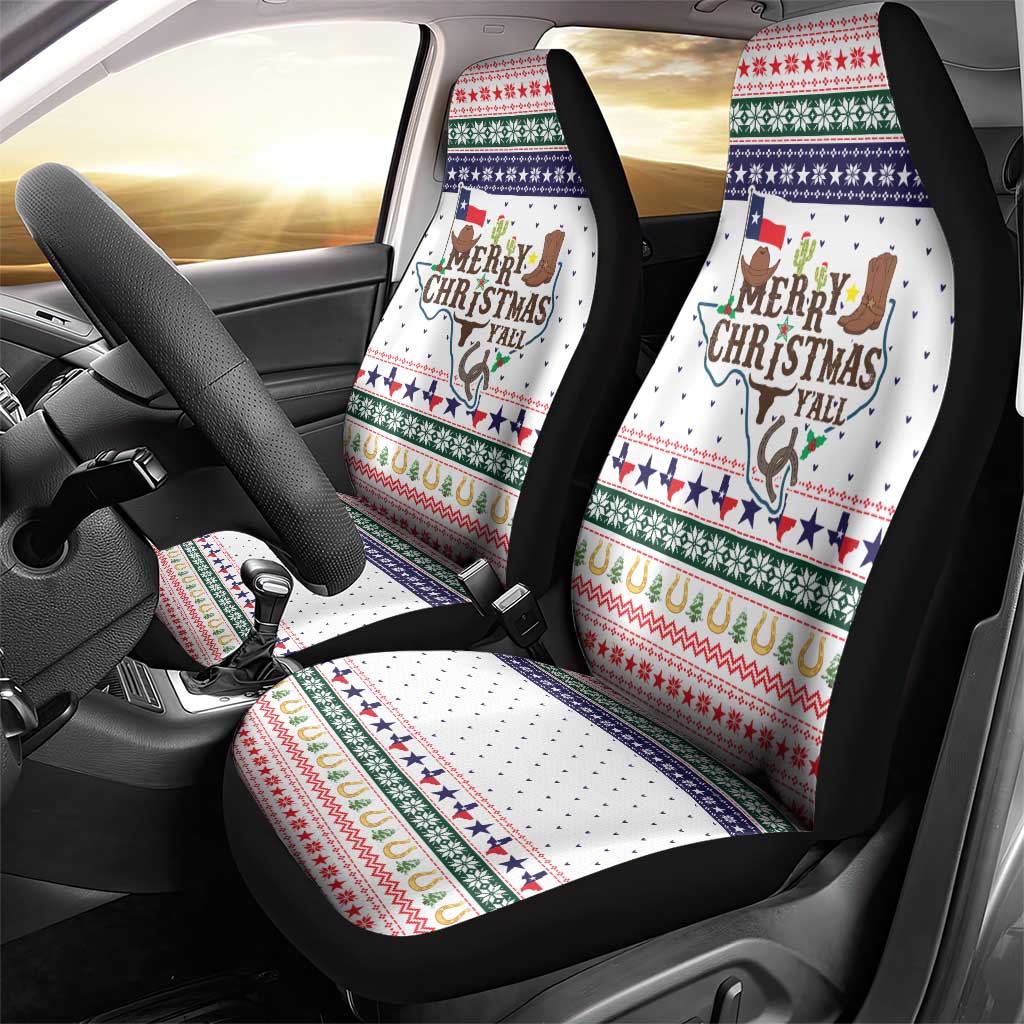 Merry Christmas Yall Texas Car Seat Cover Xmas Holiday Patterns - Wonder Print Shop