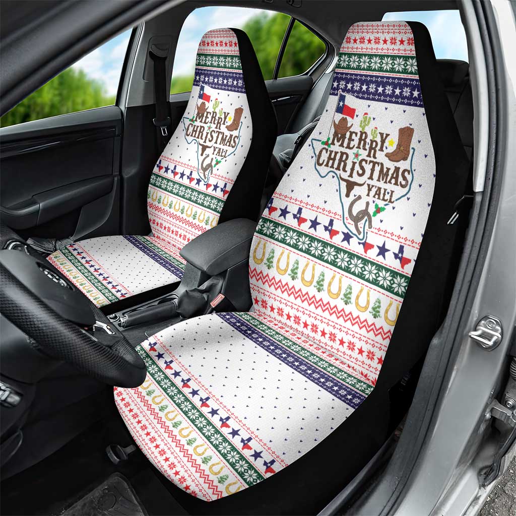 Merry Christmas Yall Texas Car Seat Cover Xmas Holiday Patterns - Wonder Print Shop