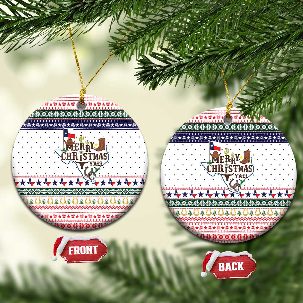 Merry Christmas Yall Texas Ceramic Ornament Xmas Holiday Patterns - Wonder Print Shop