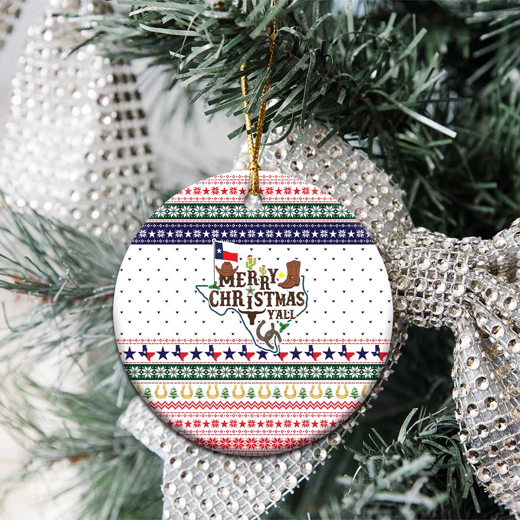 Merry Christmas Yall Texas Ceramic Ornament Xmas Holiday Patterns - Wonder Print Shop