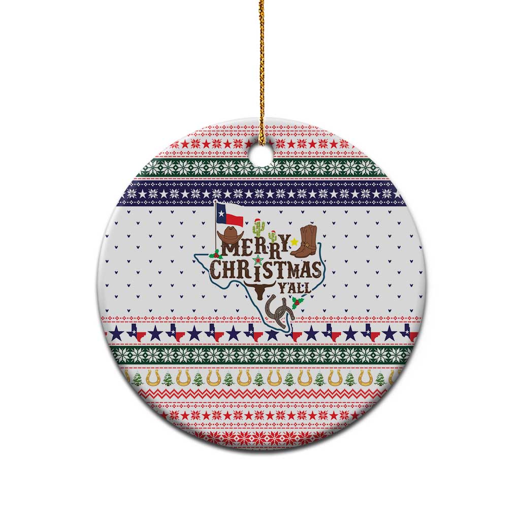 Merry Christmas Yall Texas Ceramic Ornament Xmas Holiday Patterns - Wonder Print Shop